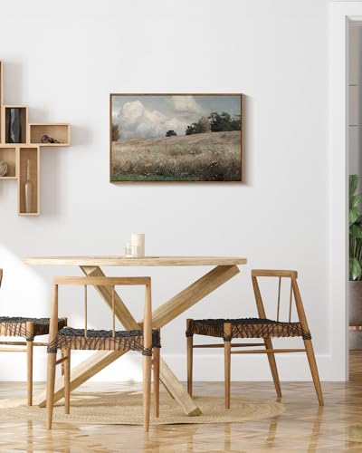 InSimSea Framed Canvas Wall Art Vintage Decor, Farmhouse Scenery Vast Field Grassland Paintings, Large Prints, Nature Landscape Hanging Wall Decoration for Living Room Bedroom Bathroom, 20"x30" - color: Corn Field, size: 30"L x 20"W