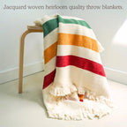 Prismatic Springs Striped Afghan Throw Blanket | Thick & Cozy | Cotton USA Made (73x48) - color: Prismatic Springs