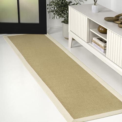 JONATHAN Y Border Jute Runner Rug Natural/Beige 2X8 ft, Camden Farmhouse Cottage for Living Room, Bedroom, Kitchen, Office, Easy-Cleaning, High Traffic, Pet-Friendly, Non-Shedding KTN100A-28 - color: Natural/Beige, size: 2'2" x 8' (Runner)