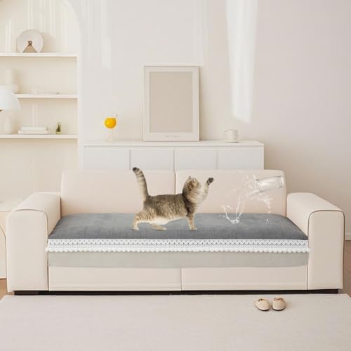 VClife Modern Couch Cover, Non Slip Dog Sofa Cover, Gray, 35.4" x 63" | Pet-friendly Sofa Covers, Scratch-resistant, Waterproof, Non Slip That Stay Firmly In Place, Durable and Machine Washable - color: 01# Gray, size: 35.4" x 63"