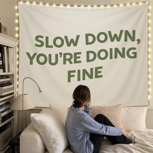 SkyCozy Inspirational Positive Affirmations Wall Tapestry, Slow Down You're Doing Fine Motivational Minimalist Tapestry for Home Bedroom Living Room Office Classroom Wall Decor, 50x60 Inch - color: 04-Slow Down You're Doing Fine Tapestry