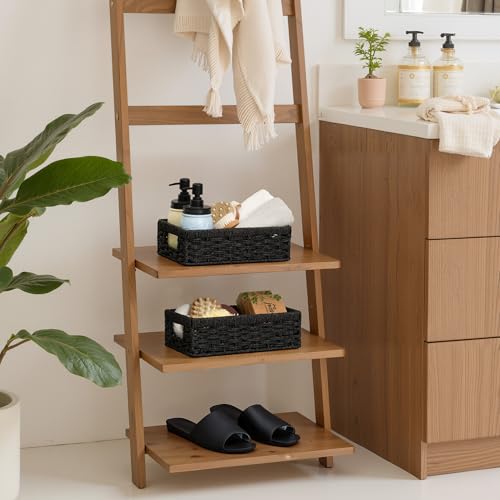 StorageWorks Paper Rope Storage Baskets, Small Wicker Basket for Organizing, Pantry Organizers and Storage, Black, 2-Pack - color: Black (Paper Rope), size: 2x 11½"L x 7¾"W x 3½"H