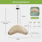 FOREVER BAMBOO Indonesia Handmade Natural Rattan Pendant Light Shade Wicker Light Fixtures Luxurious Bean Shape Woven Lampshade Chandelier Interior Decor, 12 in H x 24 in W - style: Sumba Pod