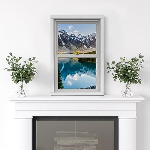 wall26 Canvas Print Wall Art Window View Snowy Mountain Range Cloudy Sky Lake Reflection Nature Wilderness Photography Digital Art Realism Decorative Rustic Landscape Colorful for Bedroom - 12"x18" - color: A33-2307-est03, size: 18"L x 12"W