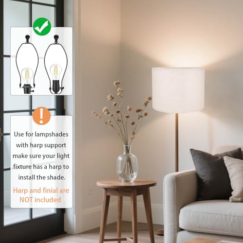 Beige Lamp Shades Set of 2, Medium Drum Lamp Shade 13"Top x 13"Bottom x 10"High(Spider), Lampshades Replacement for Table Lamps Floor Lamps, Natural Linen Hand Crafted, Easy Assembly Required - color: Beige, size: 13*13*10 inch-2 Pack