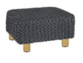 COTTON CRAFT Braided Footrest - Handknitted Dori Foot Stool with Sturdy Wood Legs – Handmade Boho Leg Rest - Small Spaces Under Desk Living Room Entryway Low Footstool Pouf - 16.5x12x9.5 - Grey - color: Cotton - Grey