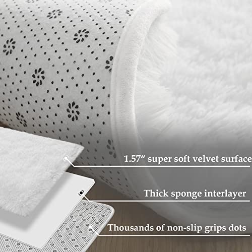 Merelax Soft Modern Indoor Shaggy Area Rug for Bedroom Livingroom Dorm Kids Room Home Decorative, Non-Slip Plush Fluffy Furry Fur Rugs Comfy Nursery Accent Floor Carpet 2x3 Feet, White - color: White, size: 2' x 3' (Rectangular)