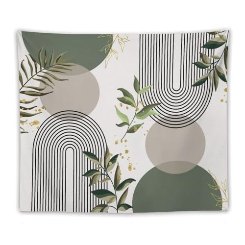 Boho Green Leaf Tapestries,Mid Century Abstract Leaves Tropical Palm Modern Minimalist Geometric Wall Hanging Neutral Home Decor Art for Living Room Bedroom Dorm 40"x30" - color: Boho Leaf-12, size: W40xL30in