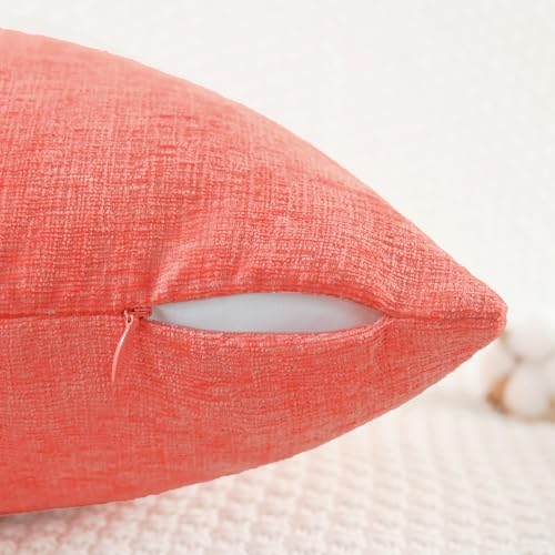 CaliTime Throw Pillow Covers Decorative 16 X 16 Inches Pack of 2 Cozy Chenille Cushion Cases for Couch Sofa Bed Living Room Home Living Coral - color: Living Coral, size: 16" x 16" (Pack of 2)