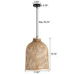 11.81" Dome Woven Pendant Light Fixture, Handmade Geometric Boho Bamboo Woven Pendant Light for Kitchen Dining Room Bedroom Living Room - color: 11.81"-1 Pack