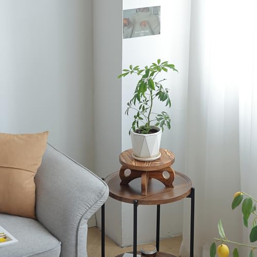 Decorative Corner Planter Wooden Plant Stands Indoor Plant Holder Riser Round Display Stands Farmhouse Display Stool Flower Holder Pedestal Board Pine - color: Brown, size: Pine