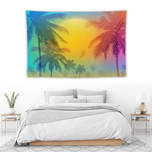 Kurtect Tropical Beach Tapestry,Colorful Coconuts Tree Palm Tree Summer Ocean Print Tapestries for Party Beach Picnic Blankets Tablecloths Living Room Wall Deocr, 40x60 in - color: style-10, size: 60"L x 40"W