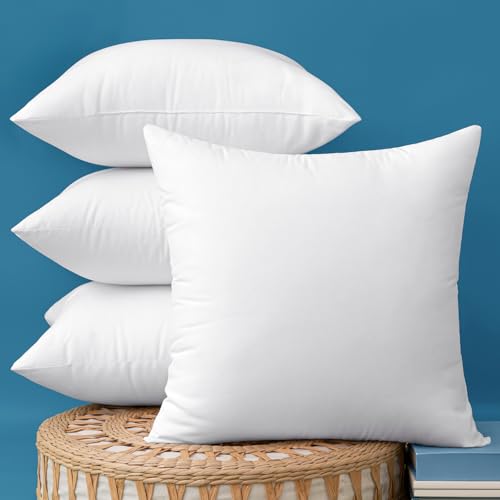 MIULEE Pack of 4 18x18 Outdoor Pillow Inserts, Water-Resistant Throw Pillow Inserts Decorative Premium Square Pillow Stuffer Sham for Porch Swing Couch Sofa Cushion Patio Furniture - size: 18x18 Inch (Pack of 4)
