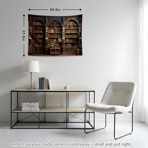 QGHOT Medieval Tapestry Vintage Bookshelf Tapestry Wall Hanging Library Backdrop Bookcase Books Room Wall Covering Victorian Wall Art for Bedroom Extra Large Living Room Decor 39.4" x 31.5" - color: G, size: 31.5"L x 39.4"W