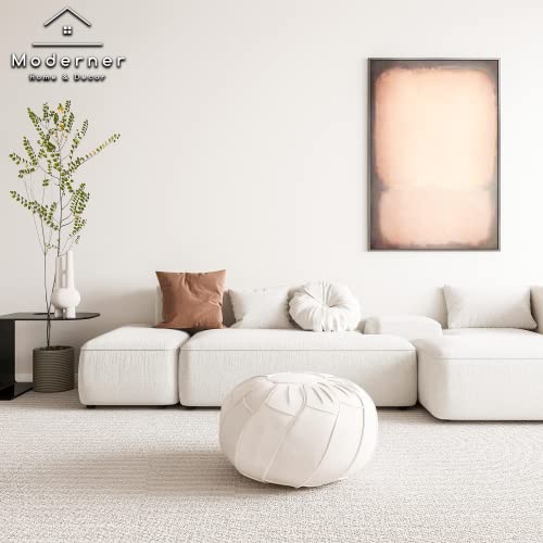 Moderner Faux Leather Pouf Unstuffed Ottoman Moroccan Footstool, Floor Footrest Cushion, Storage Solution - Natural Brown Color (White, Round) - color: White