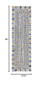 SAFAVIEH Cape Cod Collection Runner Rug - 2'3" x 8', Blue & Beige, Handmade Boho Braided Jute & Cotton, Ideal for High Traffic Areas in Living Room, Bedroom (CAP201C) - color: Blue/Beige, size: 2'3" x 8' (Runner)