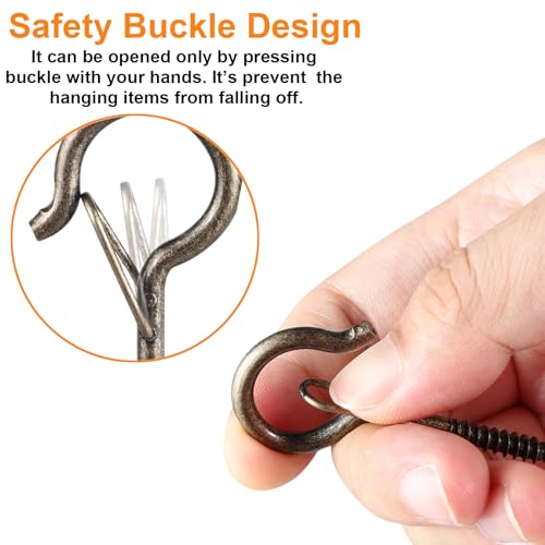 FSAH 96 PCS Q-Hanger Hooks, Screw Hooks for Outdoor String Lights, Safety Buckle Design Cup Eye Hook for Hanging Christmas Lights, Plants, Mounted on Wall Ceiling, Include 1 Wing Nut Driver, Copper - color: Copper, size: 96 Pcs