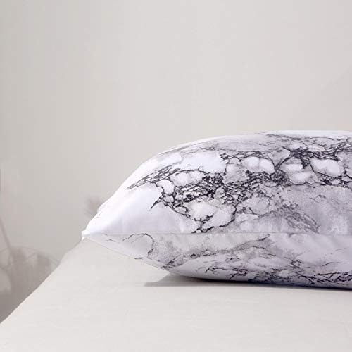 Nanko Marble Pillow Case/Pillow Shams Queen Set of 2, Microfiber Pillow Cases Covers, Soft Comfortable for Home Hotel Bed, Grey White Decorative for Men and Woman, 20 x 30 inch