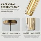 Pendant Lights Kitchen Island Pendant Lights Pendant Light fixtures Kitchen Pendant Light pendent Light 15" Amber Crystal lampshade Island Pendant Lights for Kitchen - color: Amber,Copper color