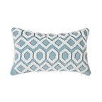 vctops Boho Tufted Geometric Throw Pillow Covers Decorative Small Lumbar Textured Cushion Cases Pillowcase for Bed Sofa Couch Chair Car Home Decor (Blue and White Hexagon, 12"x20")