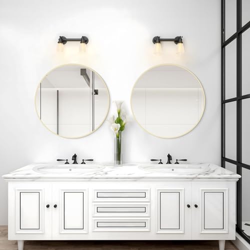 WallBeyond 24 inch Round Mirror Gold Circle Wall Mirror for Bathroom with Metal Framed, Round Wall Mirror for Wall Decor, Vanity, Entryway Living Room - color: Metal Gold, size: 24"L x 24"W