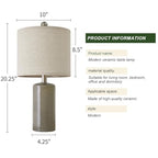 G-SAFAVA 20.25" Small Table Lamps Set of 2 Modern Ceramic Lamps for Living Room Farmhouse Bedside Lamps Boho Lamps for Night Stands Grey Bedroom Lamp Side End Table Lamps - color: Gray