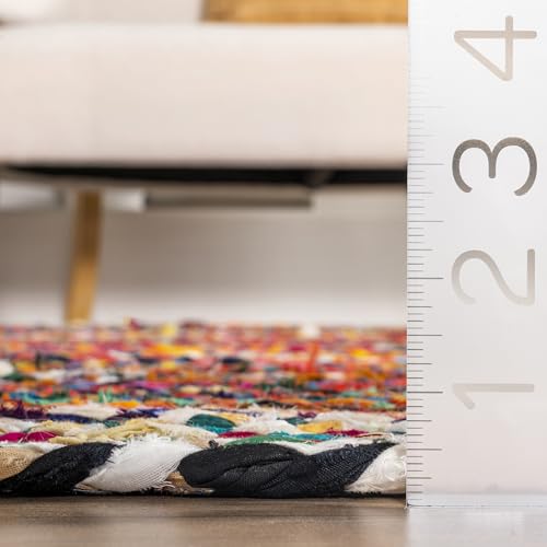 Nuloom Tammara Multicolor, 3' x 5', Hand Braided, Bohemian, Cotton, Soft and Cozy, High Traffic, Stain Resistant, Easy Clean, Durable Area Rug for Bedroom, Living Room, Dining, Den, Entryway