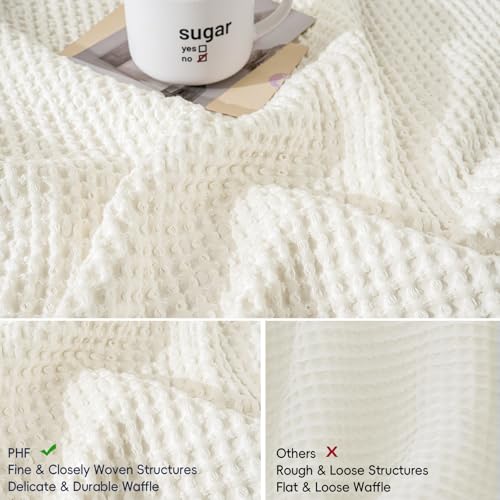 PHF 100% Cotton Waffle Weave Euro Shams 26"X26", No Filling, 2 Pack Elegant Home Decorative Euro Throw Pillow Covers for Bed Couch Sofa,Cream - color: Cream, size: 26" x 26" (Pack of 2)
