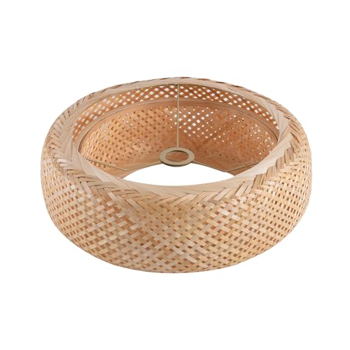 Bamboo Lamp Shade,Hand-Woven Bamboo Rattan Hanging Light Shade,13.77" Rattan Chandelier Shade for Dining Living Bedroom Kitchen Farmhouse 1-Pack - color: Bamboo 13.77 in 1-Pack
