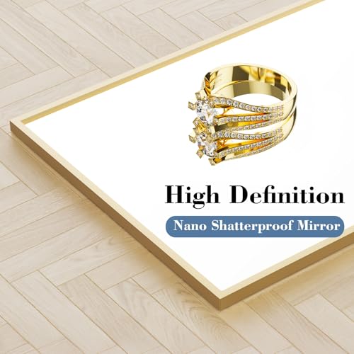 DUMOS Full Length Mirror with Stand, 56"x15" Floor Mirror with Aluminum Alloy Frame for Bedroom, Standing Full Body Mirrors with Shatter-proorf Nano Glass for wall, Living Room, Cloakroom, Gold - color: Gold-rect Edge, size: 56"L x 15"W