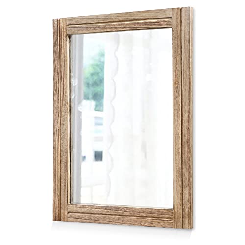 AAZZKANG Rustic Mirror for Wall with Rectangle Wood Framed Decorative Hanging Mirrorrs Large 20"x16"for Bedroom Bathroom Living Room Dressing Room - color: Natural, size: 20"L x 16"W