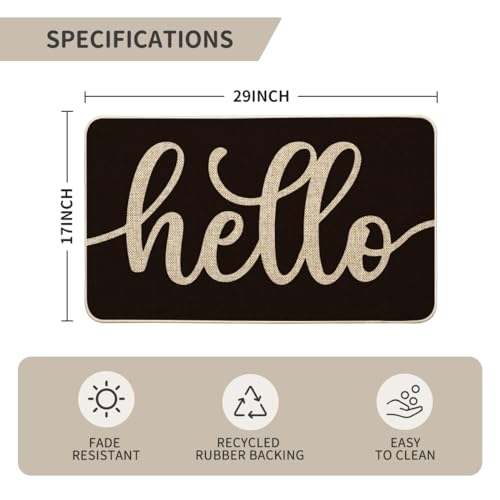 Artoid Mode Balck Hello Halloween Doormat, Home Decor Low-Profile Switch Rug Door Mat Floor Mat for Indoor Outdoor 17x29 Inch - color: Black, size: 17" x 29"
