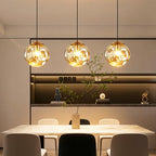 Modern Amber Concave Glass Pendant Light, 3-Pack Kitchen Island Lighting Single Globe Pendant Light Fixtures Century Kitchen Island Pendant Light for Bedroom Dining Room Light (Without Bulbs) - color: Amber-1 Light-3PC