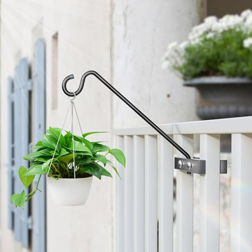 12-Inch Deck Bird Feeder Hanger for Railing, Outdoor Decor Plant Hanger, Balcony Railing Hook - 22LB Capacity - for Hanging Plants, Bird Feeders, Lanterns, Wind Chimes - size: 12 inch 1 Pack