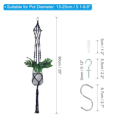PATIKIL Macrame Hanging Planter, 35 Inch Handmade Hanging Plant Holders Flower Pot Hanger Flower Pot Hanger for Indoor Outdoor Decor, Navy Blue