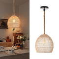 Arturesthome Mini Natural Rattan Pendant Light for Kitchen Island, Woven Lamp Shade Chandelier, Handmade Hanging Ceiling Light Lampshade, Rope Lamp D 9.8inx10.6in - size: 9.8″W x 10.6″H