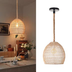 Arturesthome Mini Natural Rattan Pendant Light for Kitchen Island, Woven Lamp Shade Chandelier, Handmade Hanging Ceiling Light Lampshade, Rope Lamp D 9.8inx10.6in - size: 9.8″W x 10.6″H