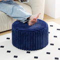 Tiita Round Stuffed Pouf Ottoman, Stripe Faux Fur Poufs with Foam Chunk Filling, Furry and Fluffy Pouf 21×21×12 inch Foot Stool Storage Ottoman,Puff Office Foot Rest for Couch Living Room, Navy Blue - color: Striped Round Navy Blue