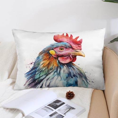 Pillows for Couch Watercolor Chicken Pillow Covers Funny Farm Animals Pretty Big Cock Pillow Case Cushion Standard Queen Size for Livingroom Sofa Decoration 16 "x24 - color: Pattern, size: 24" x 16" (Pack of 1)