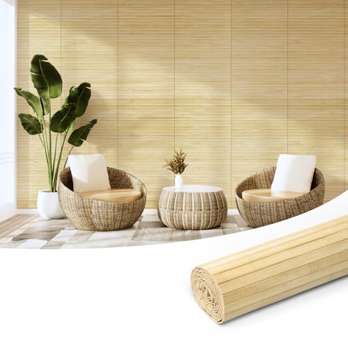 Art3d Natural Bamboo Wall Panel for Interior Wall Decor, Renewable Pole Wrap Wainscoting Paneling for Wall Ceiling Furniture Cabinet Office, 12 x 96 Inch - Raw, 1-Pack - color: Raw, size: 1-12" x 96"