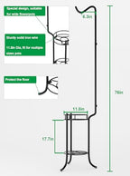 2 Tier Hanging Plant Stand,76 Inch Tall Corner Metal Plant Stands with Shepherd's Hook,Sturdy Flower Pot Stand for Indoor and Outdoor Use,Heavy Duty Garden Selft Plant Holders for Living Room,Balcony,Patio