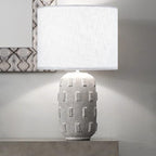 GO&SO White Textured Drum lampshade Medium Lamp Shade 13" Top x 13" Bottom x 10" High (Spider) Modern Linen Lamp Shades for Table Lamp Bedside Lamp Natural Linen Replacement Assembly is Required - color: White-Texture, size: 13*13*10 inch-1 Pack