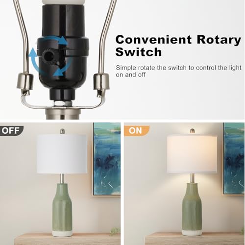 24.5" Ceramic Table Lamp for Bedroom, Sage Green Table Lamp for Living Room End Table, Small Farmhouse Bedside Lamp for Nightstand (1 Pack) - color: Sage Green - 24.5"H - 1 Pack