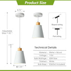 3 Pack Mini White Pendant Light Kitchen Island Modern Wood Pendant Lighting Cone Hanging Lights Hollow Top Nordic Island Light for Counter, Bar, Hallway - color: White 3-PACK