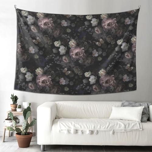 Keiutexe Black Rose Flower Tapestry 60" X 40" Wall Hanging Party Decorations Home Decor For Bedroom Living Room Dorm (150 X 100cm) - color: Black Rose Flower, size: 60 X 40 Inch