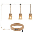 3 Lights Plug in Pendant Light with Cord On/Off Switch Rattan Hanging Lamp with 22ft Hand Woven Wicker Plug in Chandelier Boho Hanging Lights Fixture for Bedroom Kitchen Hallway Foyer - size: Plug 3 Lights