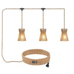3 Lights Plug in Pendant Light with Cord On/Off Switch Rattan Hanging Lamp with 22ft Hand Woven Wicker Plug in Chandelier Boho Hanging Lights Fixture for Bedroom Kitchen Hallway Foyer - size: Plug 3 Lights