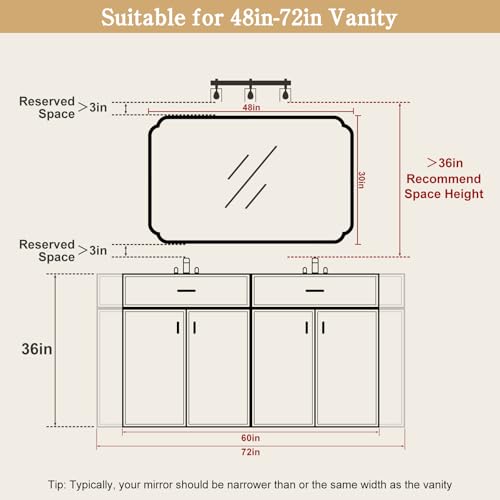 WallBeyond 30" x 48" Wood Bathroom Mirror for Wall Mounted, Rustic Rounded Corner Vanity Mirror for Entryway, Living Room or Bedroom Home Decorative [30" x 48" Natural Color] - color: Natural a, size: 48"L x 30"W