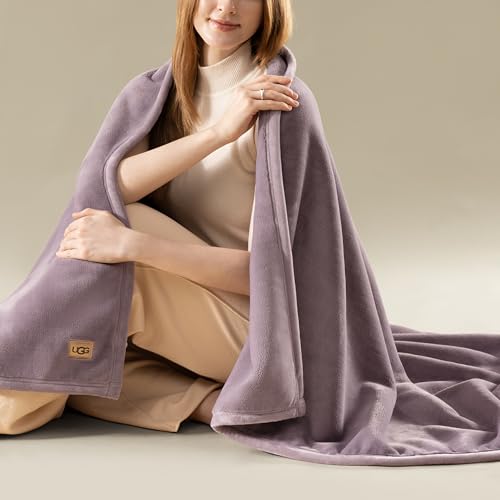 UGG Coco Throw Blanket – Soft & Cozy Fleece Blanket for Couch, Bed & Sofa, Perfect for Home Decor, House Warming Gifts or Luxurious Birthday Gifts for Women, 50" x 70", Purple Shadow - color: Purple