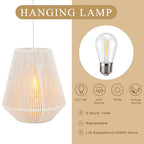 JHY DESIGN Set of 2 Battery Powered Lamp 8" H Braided Cotton Rope Decorative Pendant Lamp Battery Light with 6 Hours Timer for Bar Bedroom Patio Indoor Outdoor Living Room - size: 8 inches, Set of 2